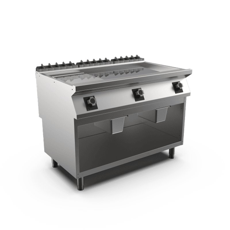 Mareno FT712EMCG Flatgrill  med 2/3 glatt og 1/3 rillet kromert  varmplate